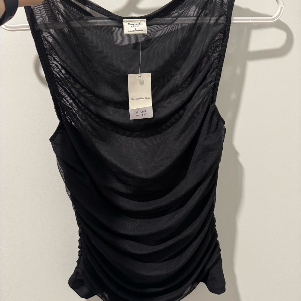 Abercrombie & Fitch Black Ruched Sleeveless Tank Top